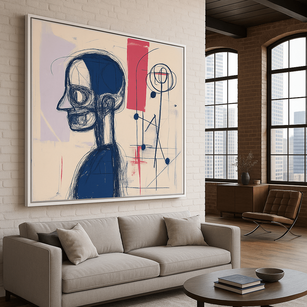 Canvas Print : "Abstract Contemplation" - Abstract Human Portrait modern abstract canvas wall art by Rossetti Art – luxury interior design artwork for living room, bedroom, office – contemporary art piece Contemporary Canvas Art Contemporary canvas print