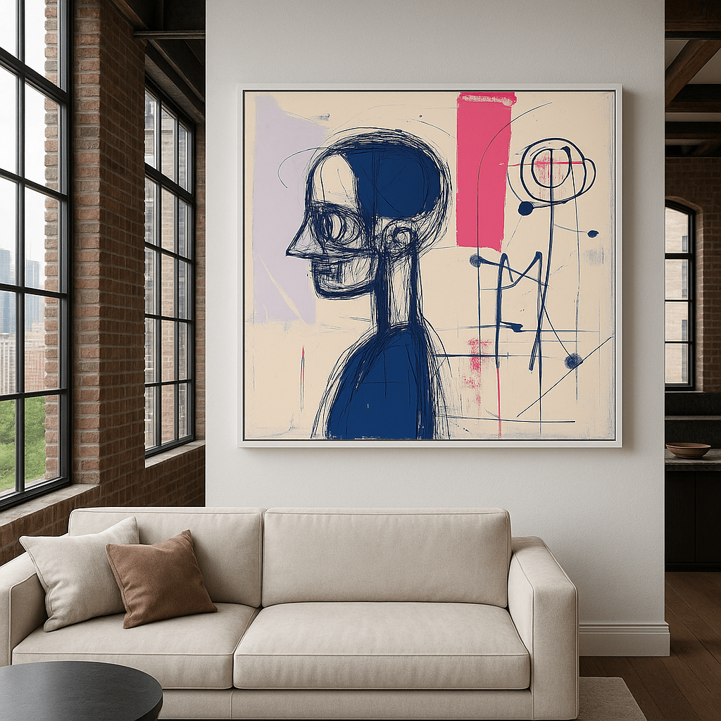 Canvas Print : "Abstract Contemplation" - Abstract Human Portrait modern abstract canvas wall art by Rossetti Art – luxury interior design artwork for living room, bedroom, office – contemporary art piece Contemporary Canvas Art Contemporary canvas print