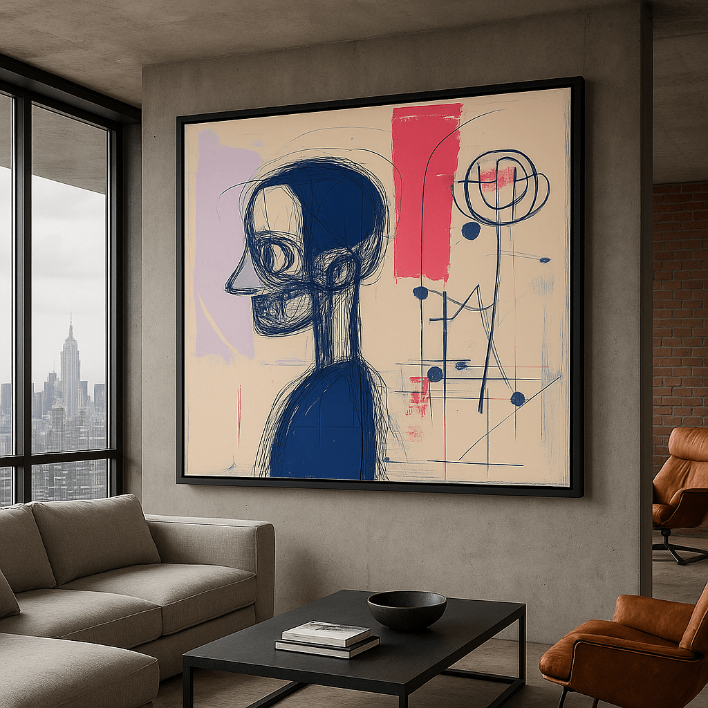 Canvas Print : "Abstract Contemplation" - Abstract Human Portrait modern abstract canvas wall art by Rossetti Art – luxury interior design artwork for living room, bedroom, office – contemporary art piece Contemporary Canvas Art Contemporary canvas print