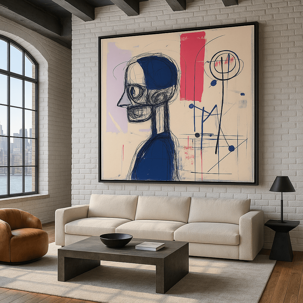 Canvas Print : "Abstract Contemplation" - Abstract Human Portrait modern abstract canvas wall art by Rossetti Art – luxury interior design artwork for living room, bedroom, office – contemporary art piece Contemporary Canvas Art Contemporary canvas print