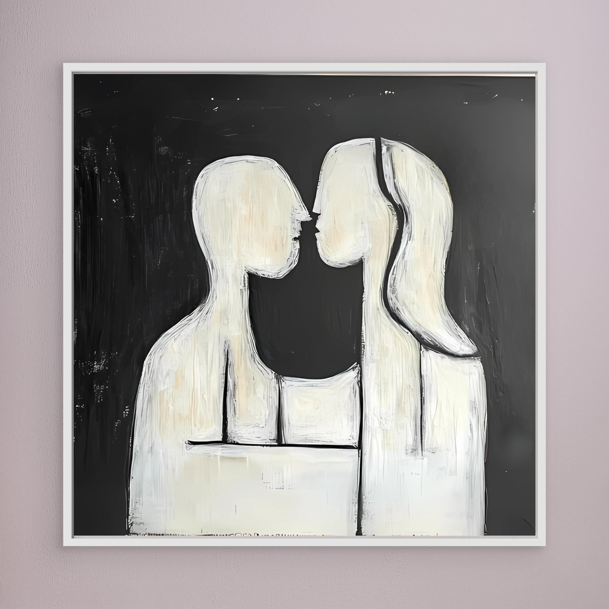 Canvas Print : Abstract Embrace – Modern Minimalist Black & White Canvas Art modern abstract canvas wall art by Rossetti Art – luxury interior design artwork for living room, bedroom, office – black & white wall canvas Black And White Art Black and white artwork