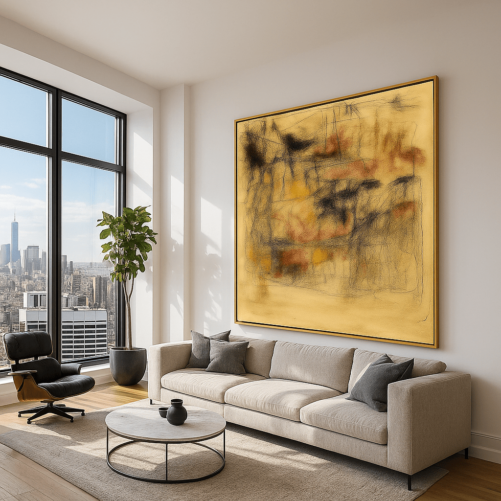 Canvas Print: Abstract Expressionist Canvas Print in Warm Tones – Gallery - Quality Modern Wall Art | Rossetti Art modern abstract canvas wall art by Rossetti Art – luxury interior design artwork for living room, bedroom, office – abstract wall art contemporary wall design extra large canvas wall art for living room