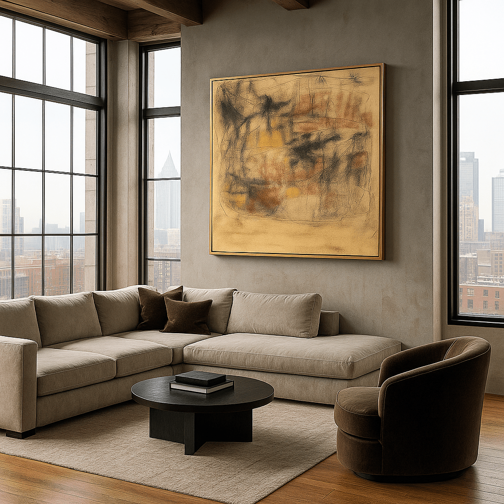Canvas Print: Abstract Expressionist Canvas Print in Warm Tones – Gallery - Quality Modern Wall Art | Rossetti Art modern abstract canvas wall art by Rossetti Art – luxury interior design artwork for living room, bedroom, office – abstract wall art contemporary wall design extra large canvas wall art for living room