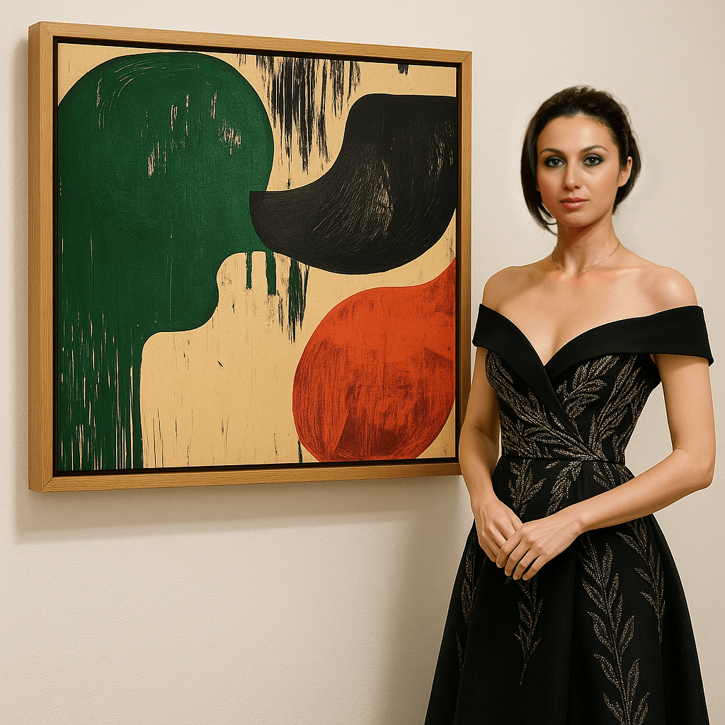 Canvas Print : Abstract Harmony – Green, Black, and Red Canvas Art - Chiara Rossetti