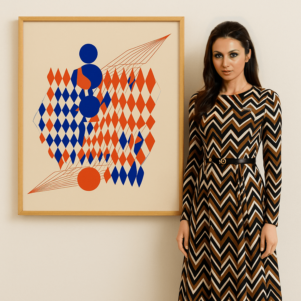 Canvas Print: Abstract Harmony Orange – Geometric Surrealist Wall Art modern abstract canvas wall art by Rossetti Art – luxury interior design artwork for living room, bedroom, office – Abstract Orange Art Geometric Surrealism Modern Surrealist Art