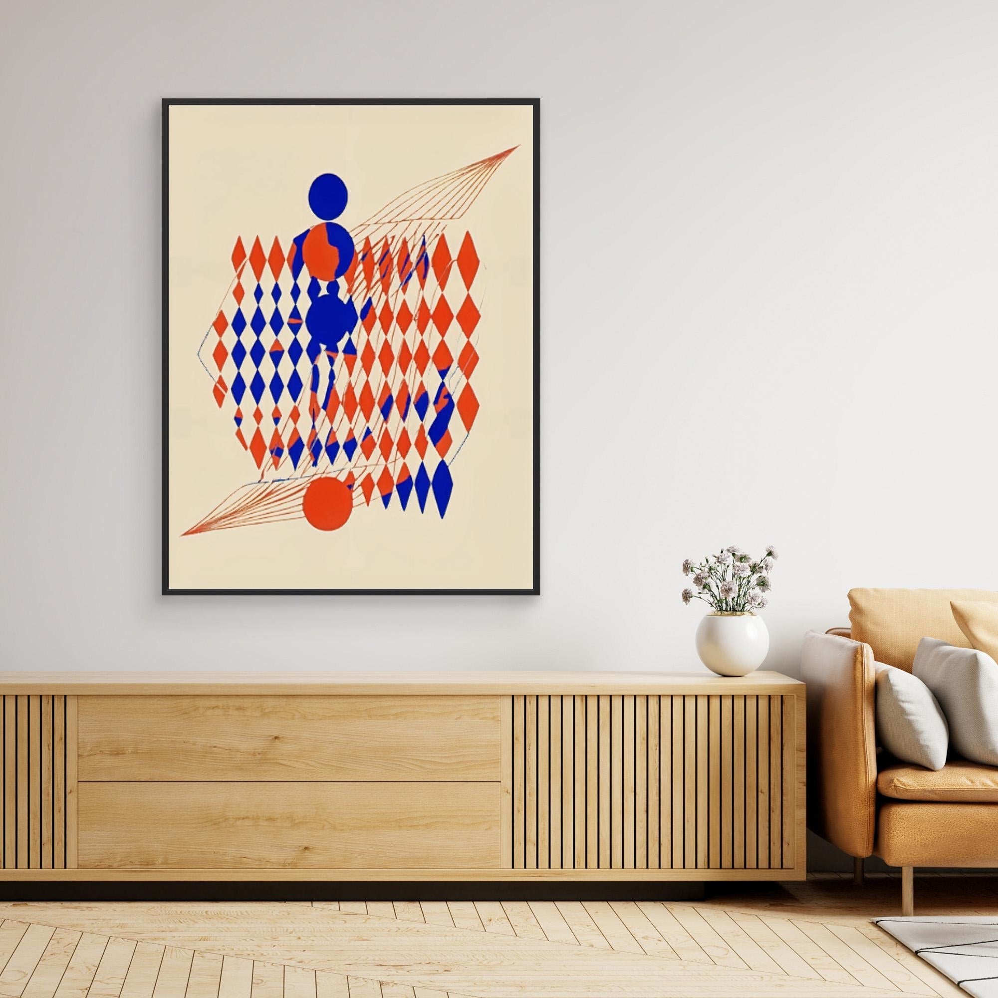 Canvas Print: Abstract Harmony Orange – Geometric Surrealist Wall Art modern abstract canvas wall art by Rossetti Art – luxury interior design artwork for living room, bedroom, office – Abstract Orange Art Geometric Surrealism Modern Surrealist Art