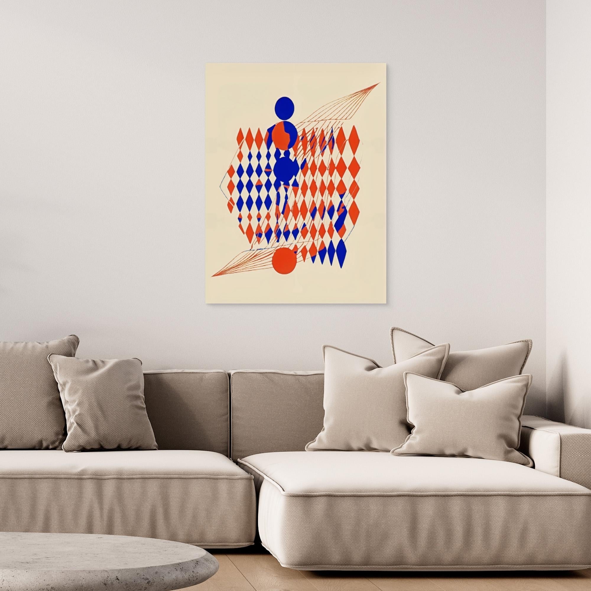 Canvas Print: Abstract Harmony Orange – Geometric Surrealist Wall Art modern abstract canvas wall art by Rossetti Art – luxury interior design artwork for living room, bedroom, office – Abstract Orange Art Geometric Surrealism Modern Surrealist Art