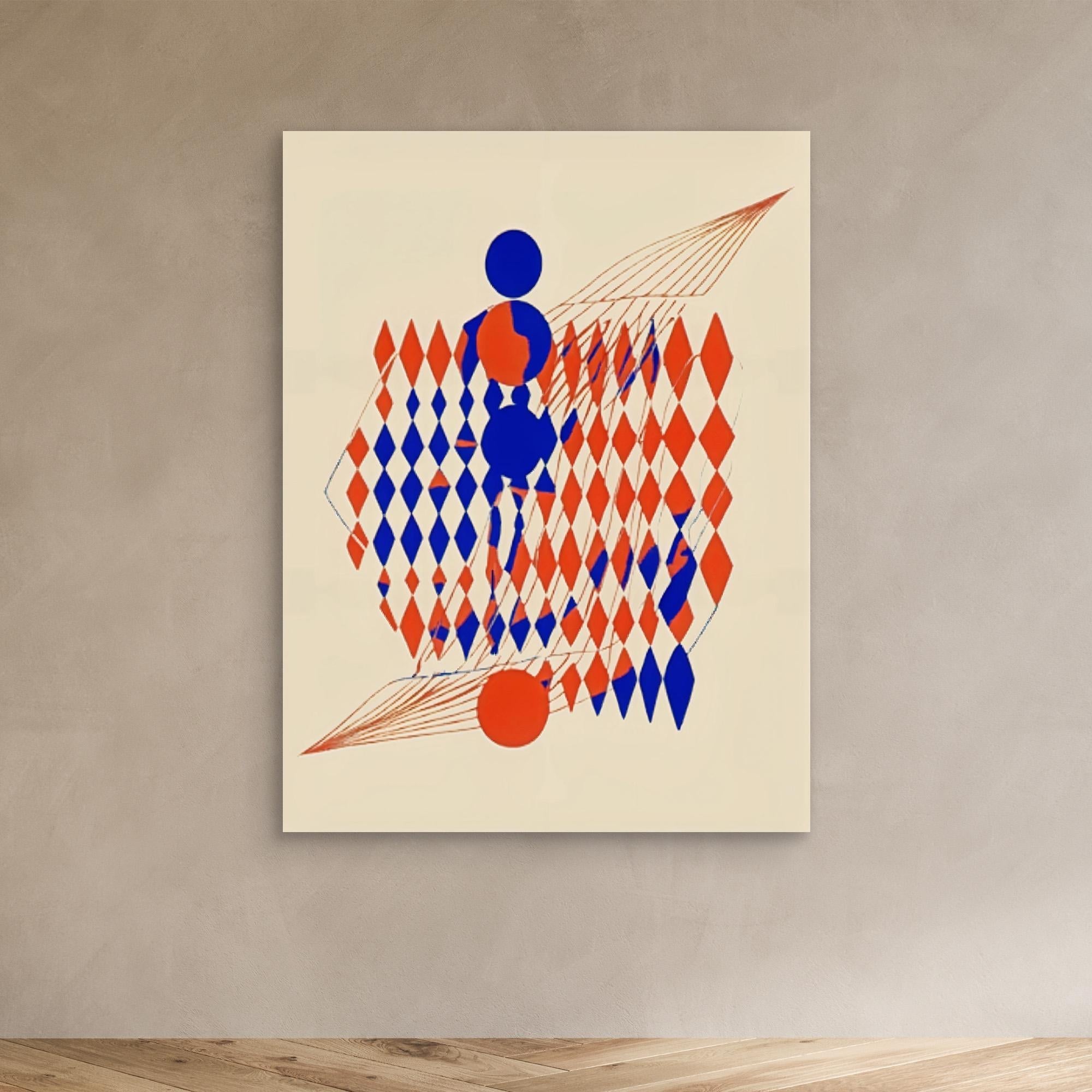 Canvas Print: Abstract Harmony Orange – Geometric Surrealist Wall Art modern abstract canvas wall art by Rossetti Art – luxury interior design artwork for living room, bedroom, office – Abstract Orange Art Geometric Surrealism Modern Surrealist Art
