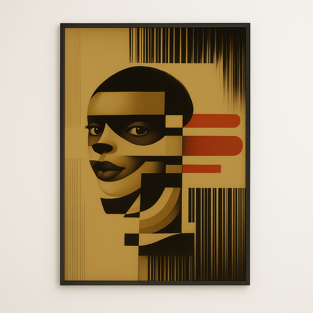 Canvas Print: "Abstract Identity" - Modern Cubist Portrait Wall Art modern abstract canvas wall art by Rossetti Art – luxury interior design artwork for living room, bedroom, office – Abstract Canvas Print canvas print for walls Contemporary canvas print