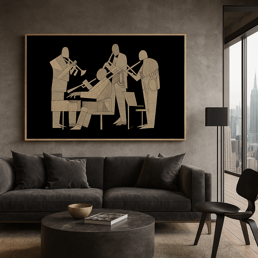 Canvas Print : Abstract Jazz Vibes | Canvas Print for Music Lovers modern abstract canvas wall art by Rossetti Art – luxury interior design artwork for living room, bedroom, office – horizontal art print horizontal canvas print horizontal canvas prints