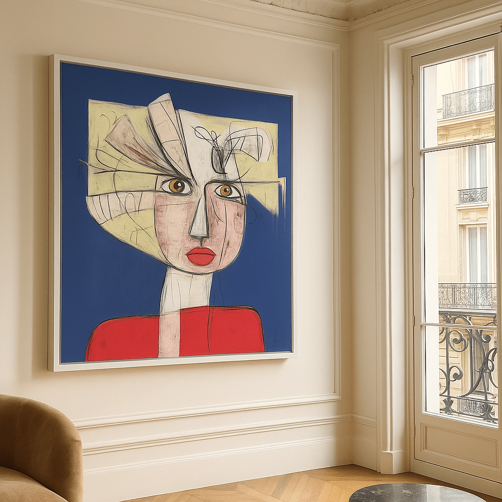 Canvas Print : "Abstract Muse" modern abstract canvas wall art by Rossetti Art – luxury interior design artwork for living room, bedroom, office – abstract portrait print artistic cubist poster bold art print for home