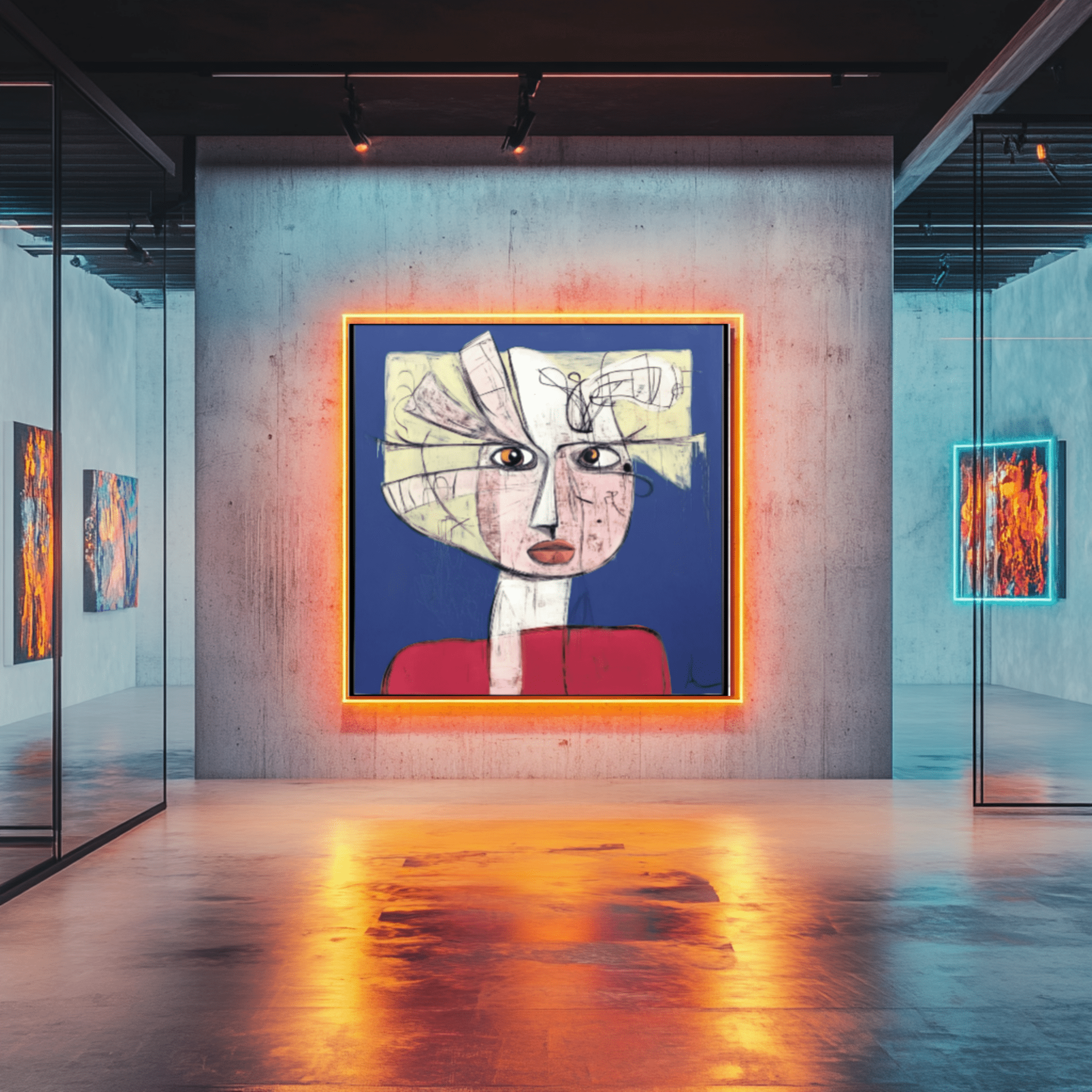 Canvas Print : "Abstract Muse" modern abstract canvas wall art by Rossetti Art – luxury interior design artwork for living room, bedroom, office – abstract portrait print artistic cubist poster bold art print for home