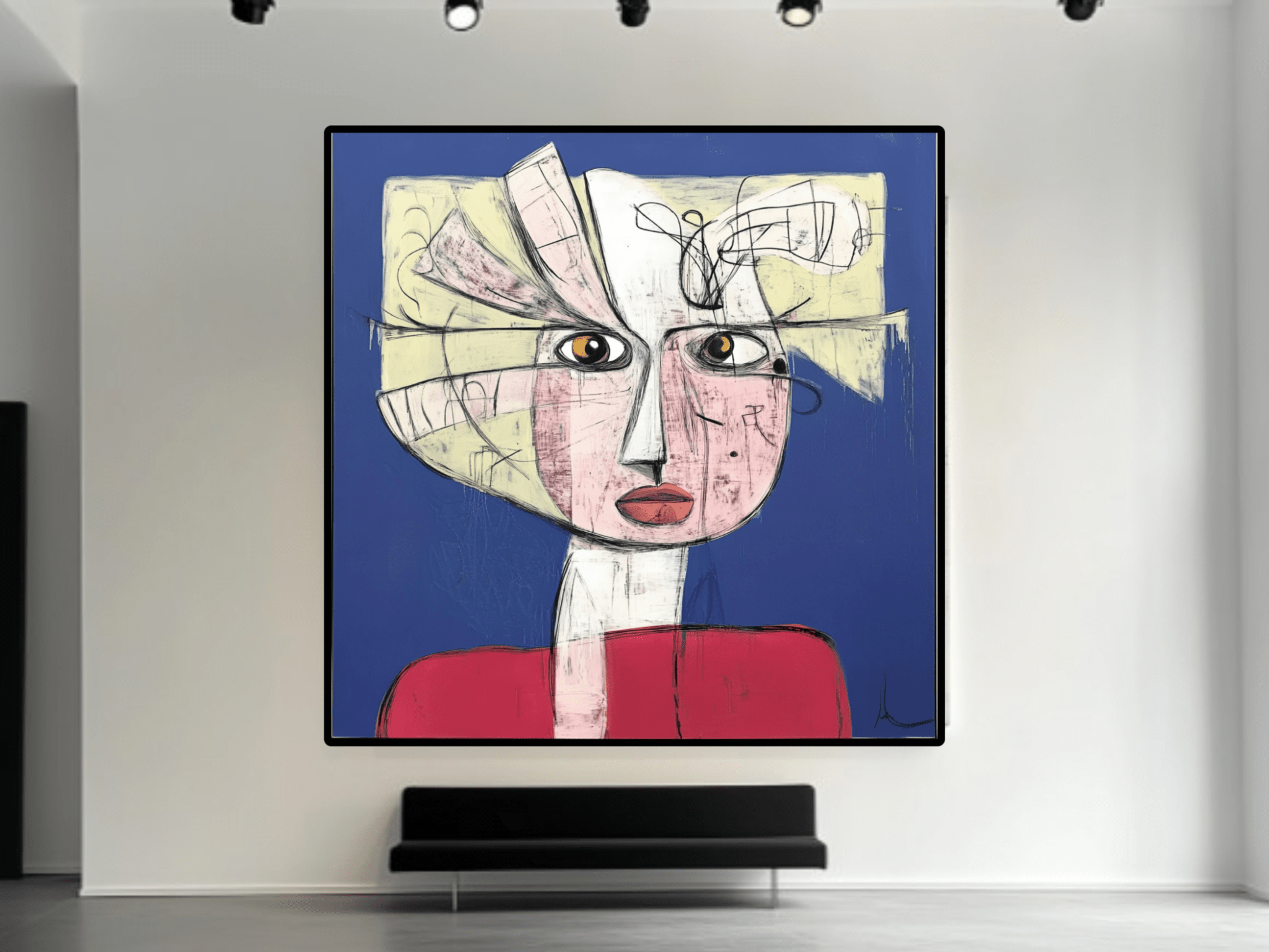 Canvas Print : "Abstract Muse" modern abstract canvas wall art by Rossetti Art – luxury interior design artwork for living room, bedroom, office – abstract portrait print artistic cubist poster bold art print for home