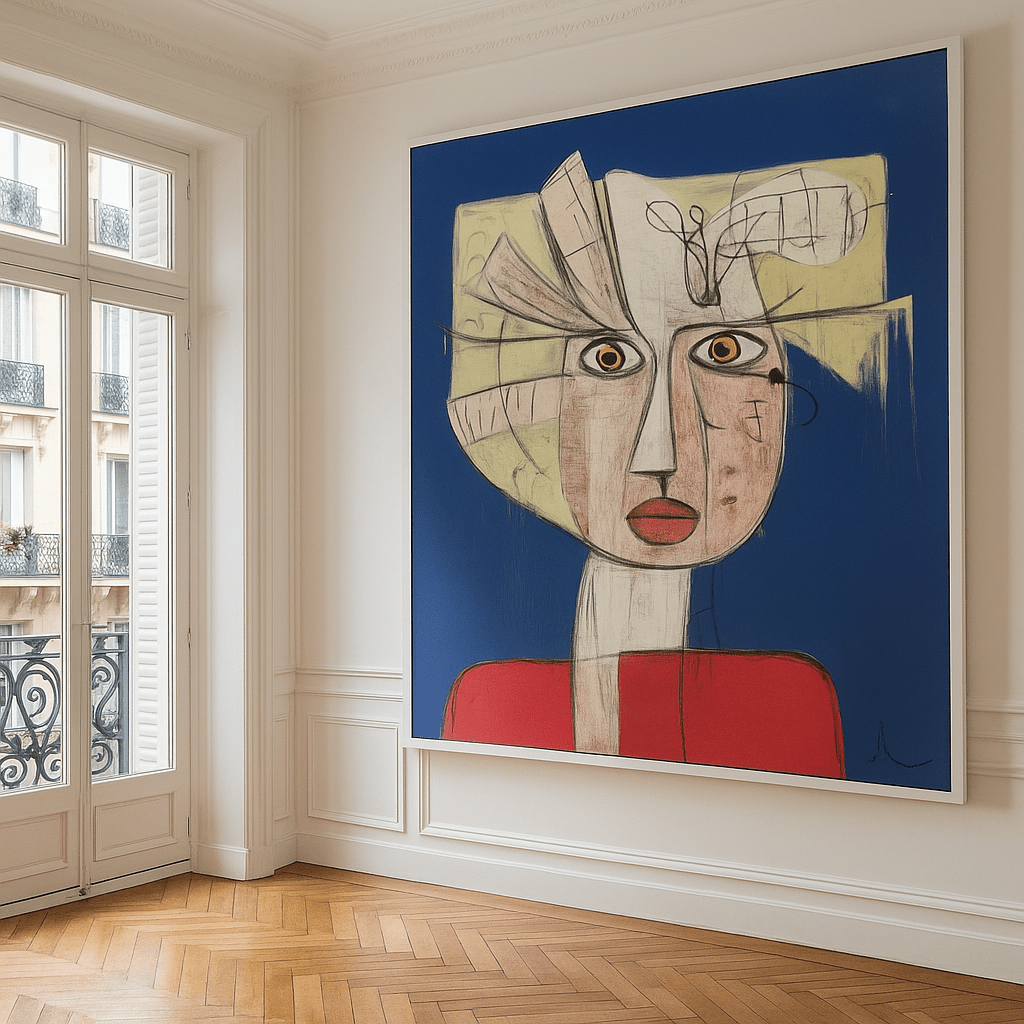 Canvas Print : "Abstract Muse" modern abstract canvas wall art by Rossetti Art – luxury interior design artwork for living room, bedroom, office – abstract portrait print artistic cubist poster bold art print for home