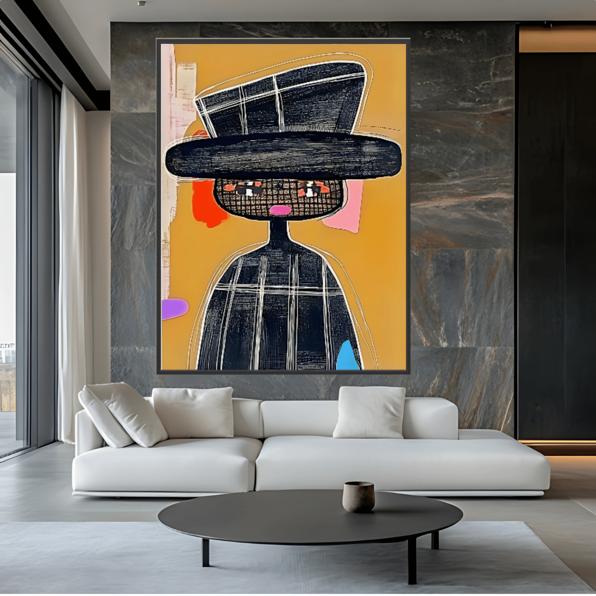 Canvas Print: "Abstract Noir" – Modern Expressionist Portrait modern abstract canvas wall art by Rossetti Art – luxury interior design artwork for living room, bedroom, office – Contemporary Abstract Art Contemporary Abstract Design contemporary abstract portrait