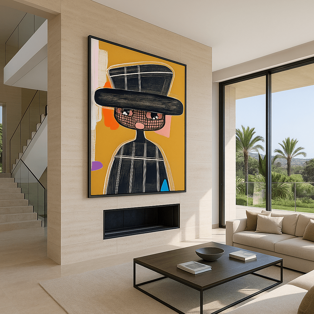 Canvas Print: "Abstract Noir" – Modern Expressionist Portrait modern abstract canvas wall art by Rossetti Art – luxury interior design artwork for living room, bedroom, office – Contemporary Abstract Art Contemporary Abstract Design contemporary abstract portrait