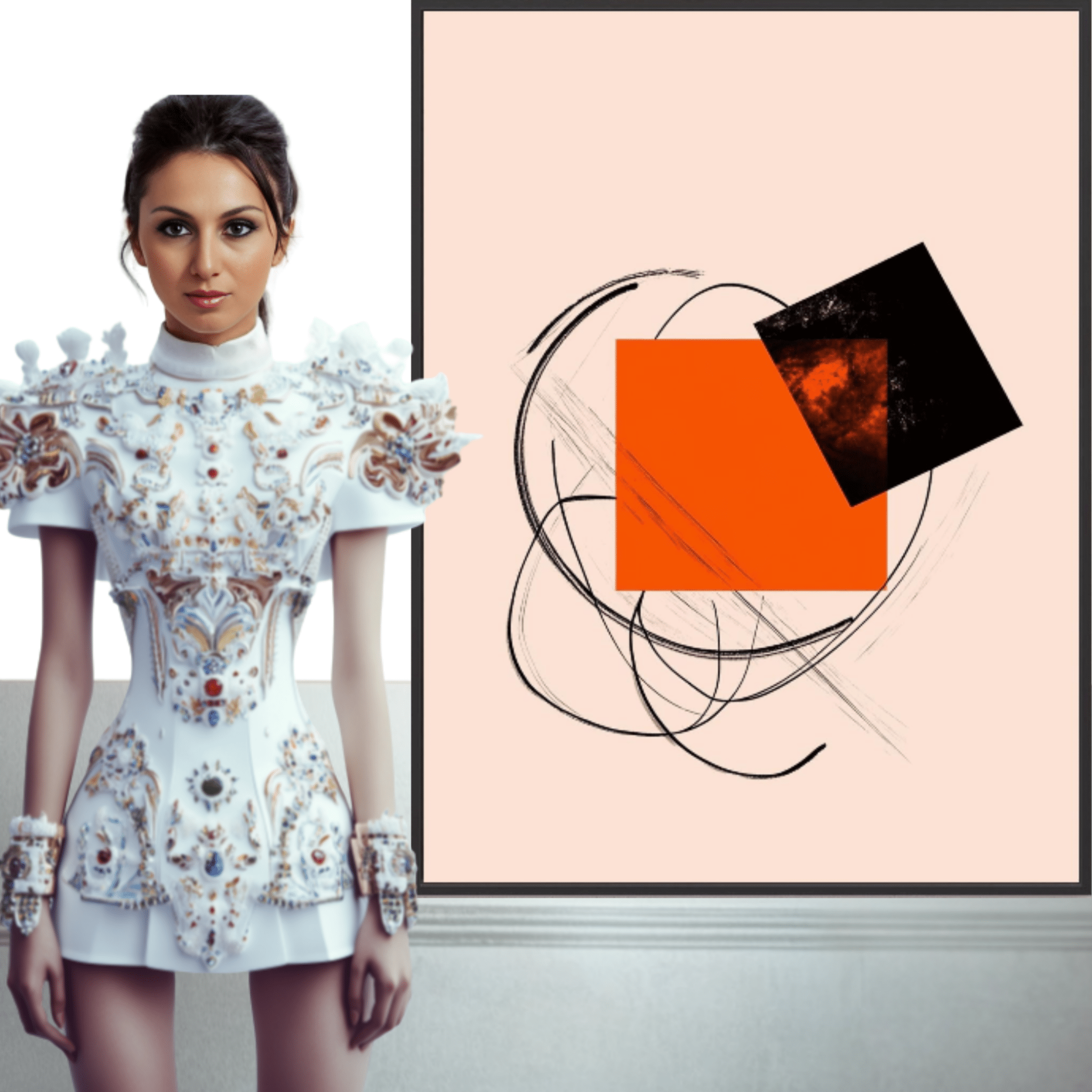 Canvas Print: "Abstract Pink Motion" - Modern Geometric Wall Art modern abstract canvas wall art by Rossetti Art – luxury interior design artwork for living room, bedroom, office – Contemporary Art for Sale contemporary art piece Contemporary Canvas Art