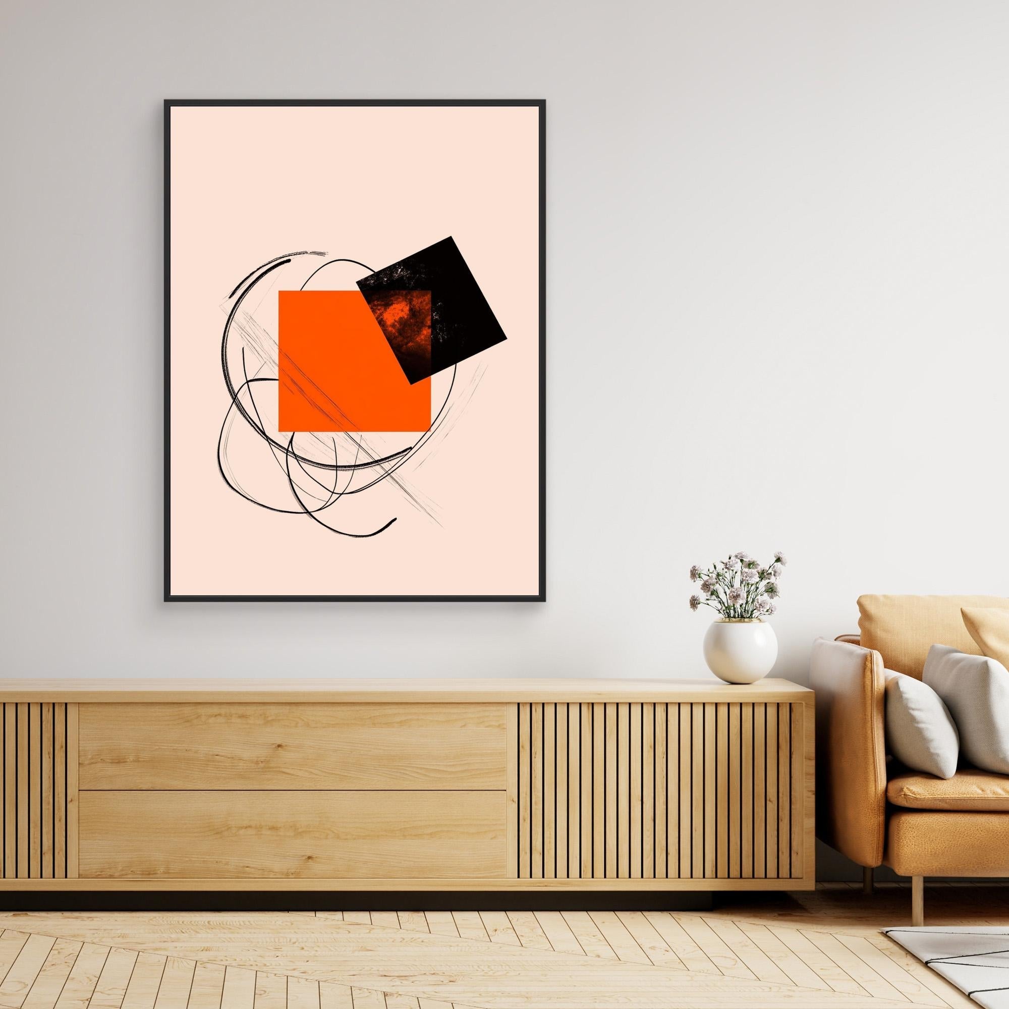 Canvas Print: "Abstract Pink Motion" - Modern Geometric Wall Art modern abstract canvas wall art by Rossetti Art – luxury interior design artwork for living room, bedroom, office – Contemporary Art for Sale contemporary art piece Contemporary Canvas Art