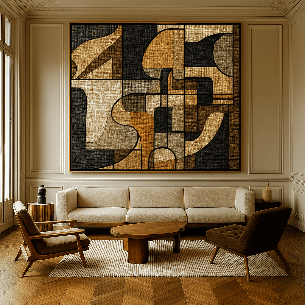 Canvas Print: Amber Flow – Abstract Geometric Canvas Print | Modern Luxury Wall Art modern abstract canvas wall art by Rossetti Art – luxury interior design artwork for living room, bedroom, office – abstract wall art contemporary wall design framed abstract canvas