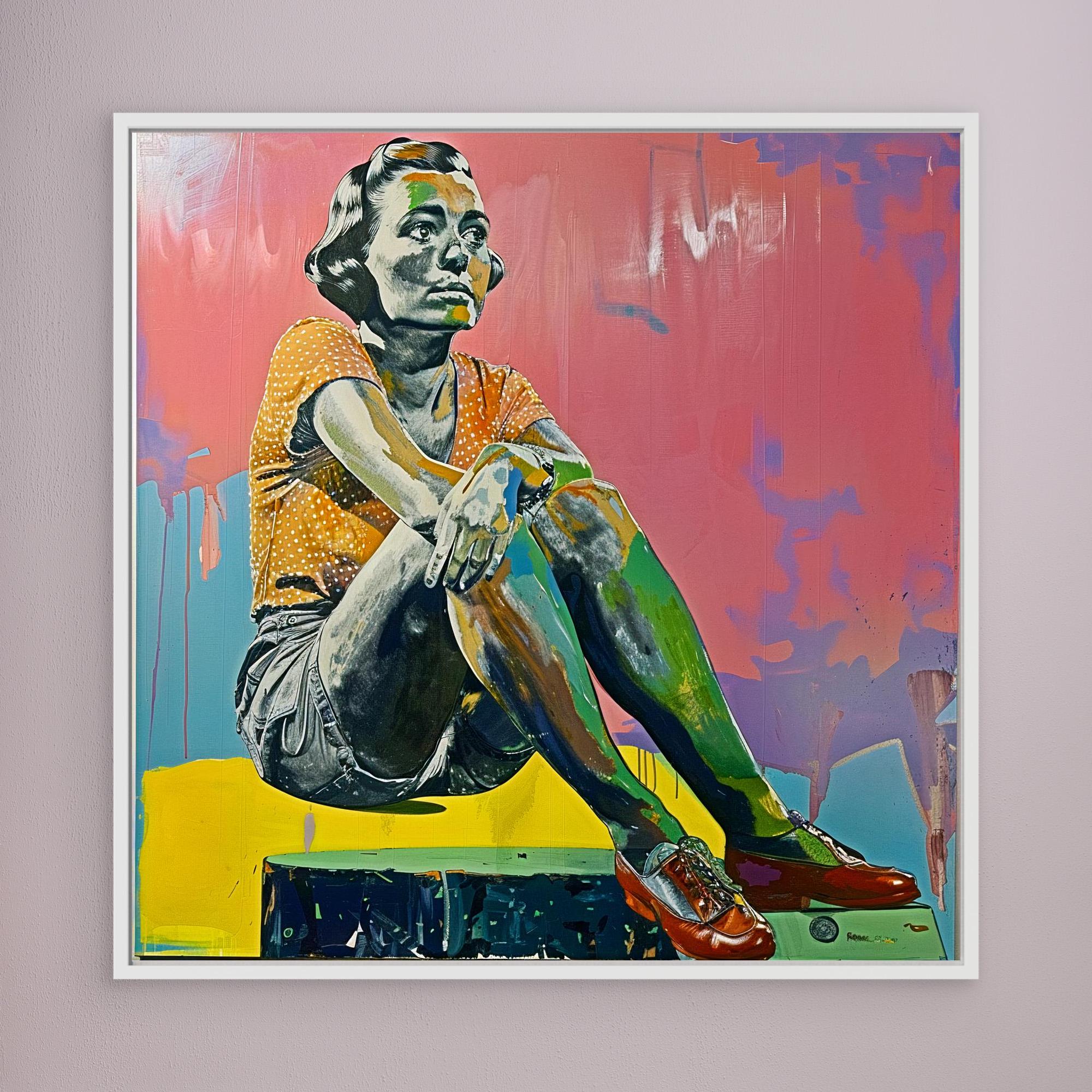 Canvas Print Art: Modern Muse - Vintage Pop Art Prints modern abstract canvas wall art by Rossetti Art – luxury interior design artwork for living room, bedroom, office – abstract woman painting Colorful woman portrait Contemporary Canvas Prints