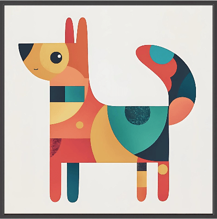 Canvas Print Art: Prismatic Pup - Print Art for Kids modern abstract canvas wall art by Rossetti Art – luxury interior design artwork for living room, bedroom, office – Abstract animal decor Abstract Dog Canvas Contemporary animal art