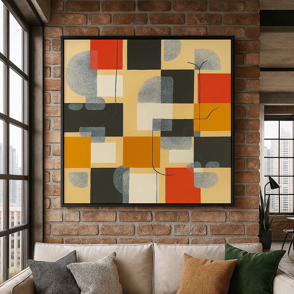 Canvas Print : Atomic Pulse – Modern Retro Abstract Print in Warm Tones | Rossetti Art
