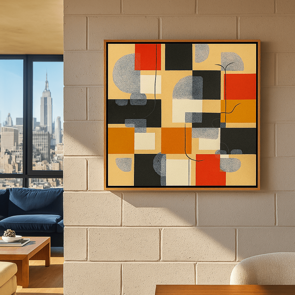 Canvas Print : Atomic Pulse – Modern Retro Abstract Print in Warm Tones - Chiara Rossetti