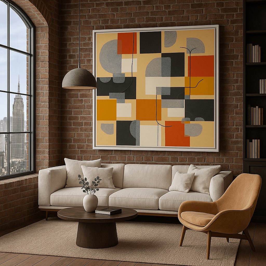 Canvas Print : Atomic Pulse – Modern Retro Abstract Print in Warm Tones | Rossetti Art