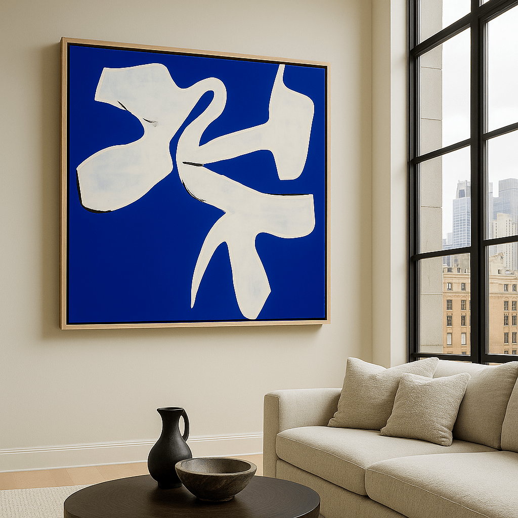 Canvas Print: Azure Flow – Abstract Minimalist Canvas Print for Modern Interiors modern abstract canvas wall art by Rossetti Art – luxury interior design artwork for living room, bedroom, office – abstract wall art canvas print art Chiara Rossetti