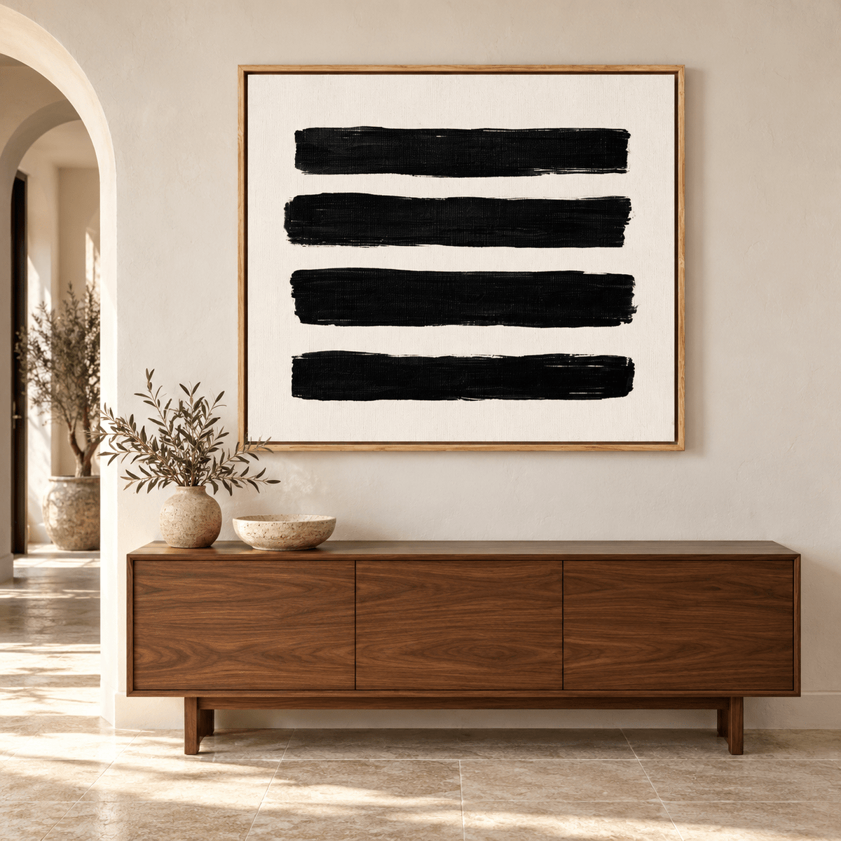 Black Brush Stroke Wall Art – Four Strokes in an entryway by Rossetti Art