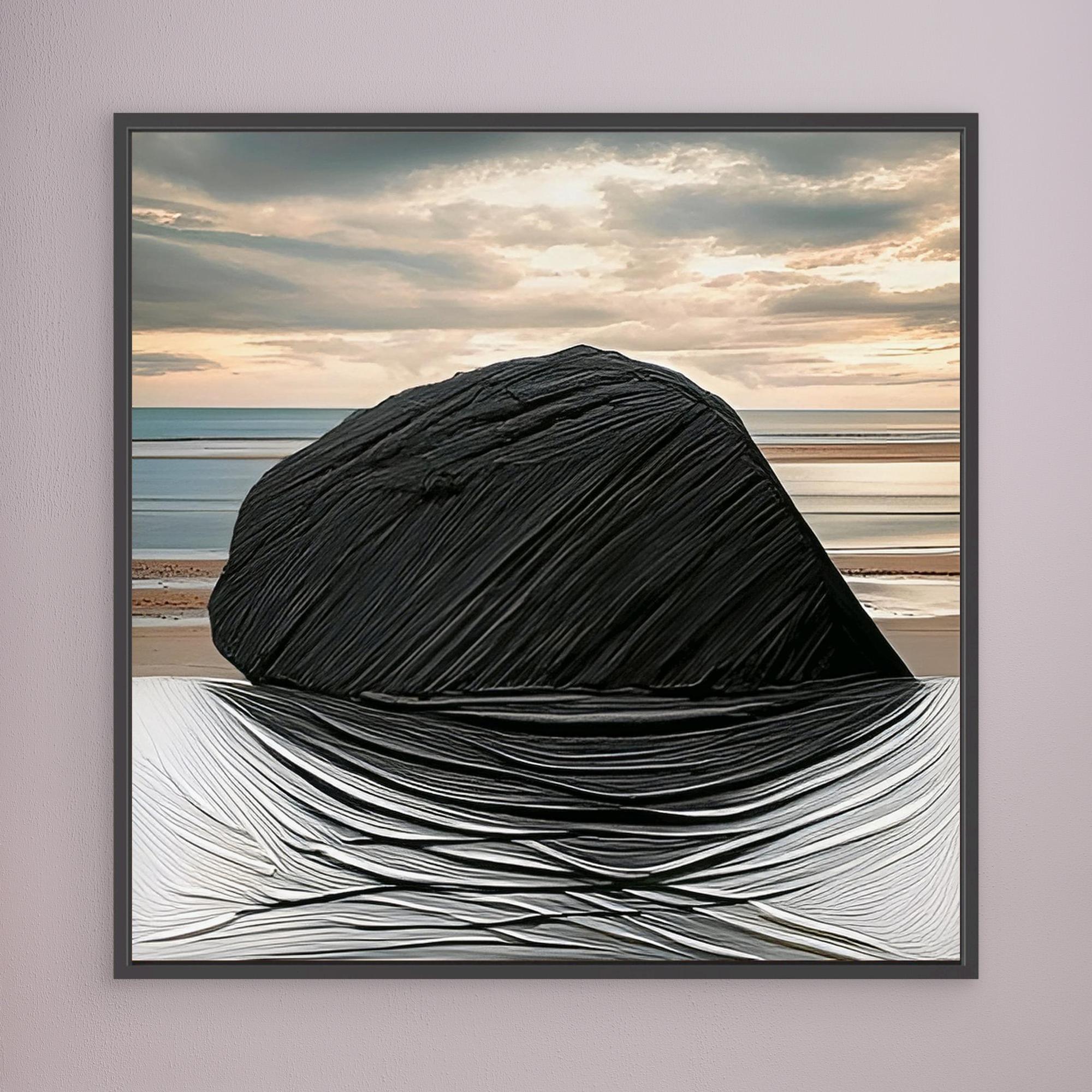 Canvas Print: Black on Sand - Large Canvas Prints Wall Art modern abstract canvas wall art by Rossetti Art – luxury interior design artwork for living room, bedroom, office – Abstract Canvas Print Bold Modern Canvas canvas print for walls