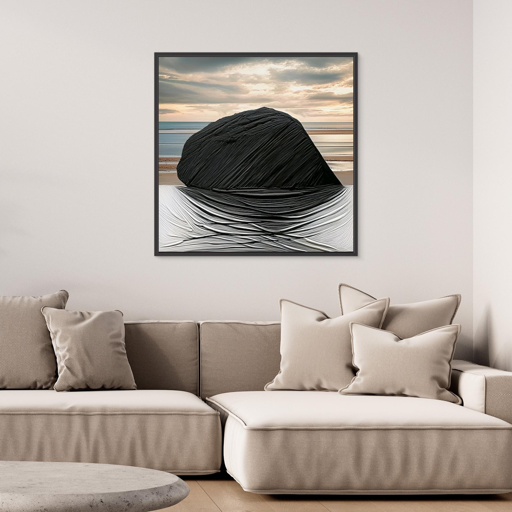 Canvas Print: Black on Sand - Large Canvas Prints Wall Art modern abstract canvas wall art by Rossetti Art – luxury interior design artwork for living room, bedroom, office – Abstract Canvas Print Bold Modern Canvas canvas print for walls