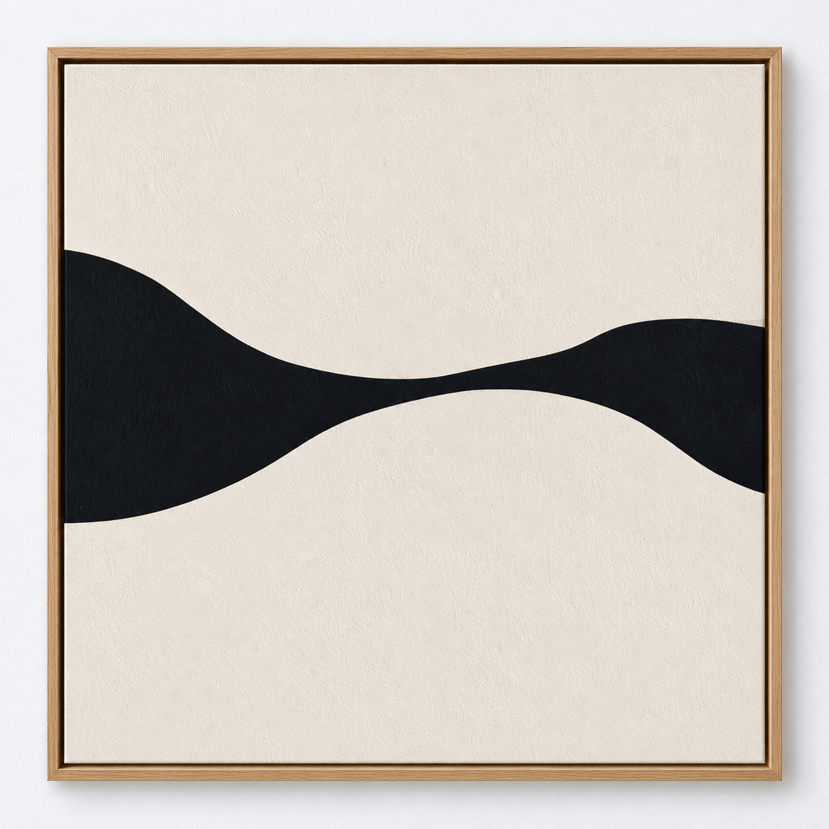 Black Wave Wall Art – Ink Meander by Rossetti Art, black wave on cream square canvas print