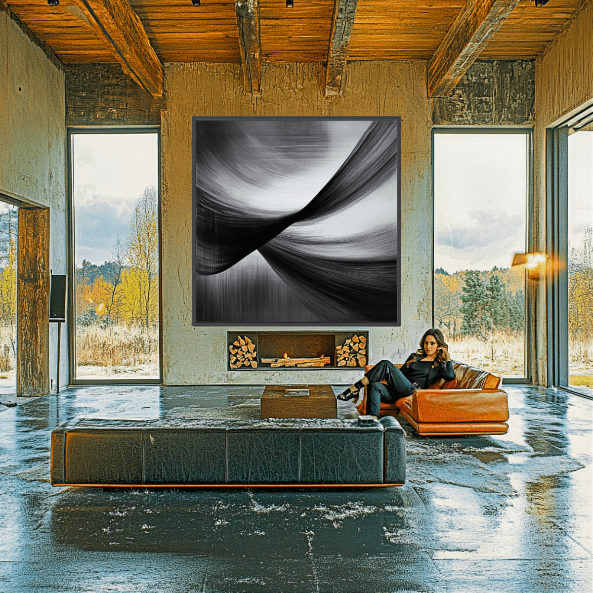 Canvas Print : Black & White Whispers - Black and White Art Prints modern abstract canvas wall art by Rossetti Art – luxury interior design artwork for living room, bedroom, office – black & white wall canvas Black And White Art Black and white artwork