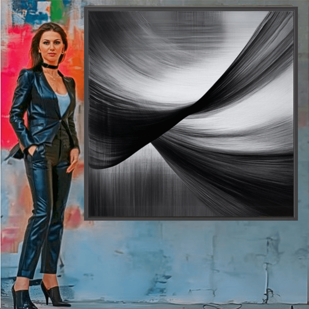 Canvas Print : Black & White Whispers - Black and White Art Prints modern abstract canvas wall art by Rossetti Art – luxury interior design artwork for living room, bedroom, office – black & white wall canvas Black And White Art Black and white artwork