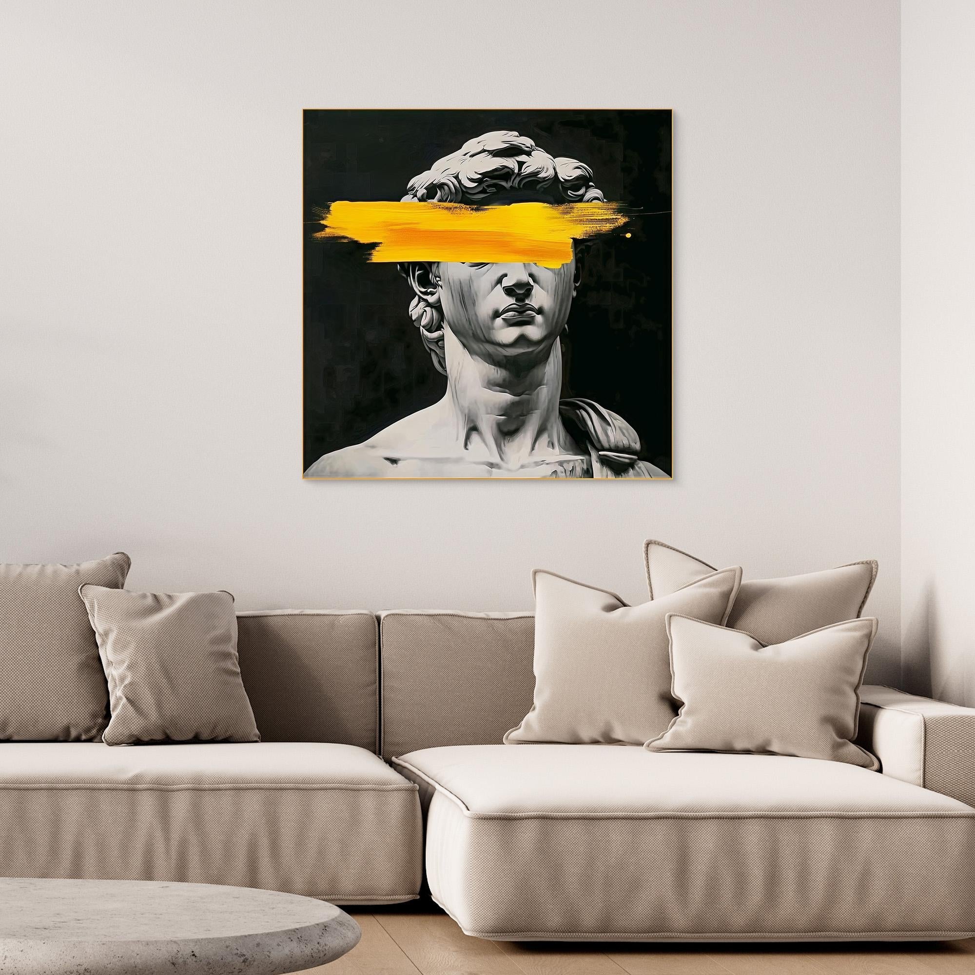 Canvas Print: Blind Vision - Modern Neo - Classical Art modern abstract canvas wall art by Rossetti Art – luxury interior design artwork for living room, bedroom, office – Michelangelo David Neo Classical Art