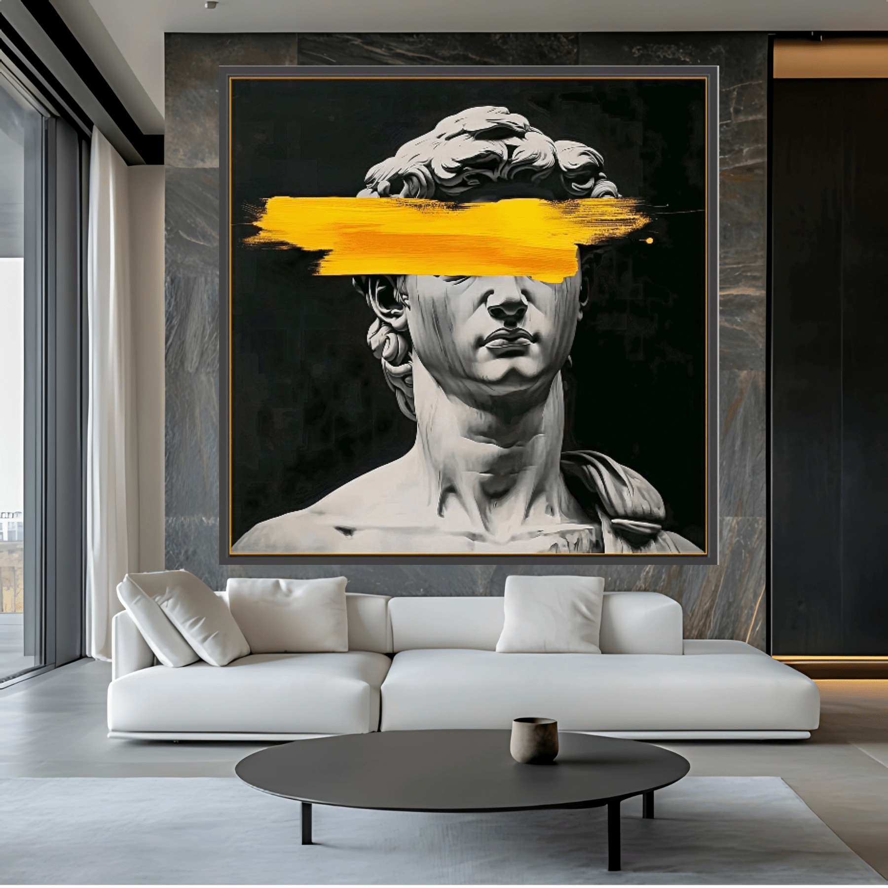 Canvas Print: Blind Vision - Modern Neo - Classical Art modern abstract canvas wall art by Rossetti Art – luxury interior design artwork for living room, bedroom, office – Michelangelo David Neo Classical Art