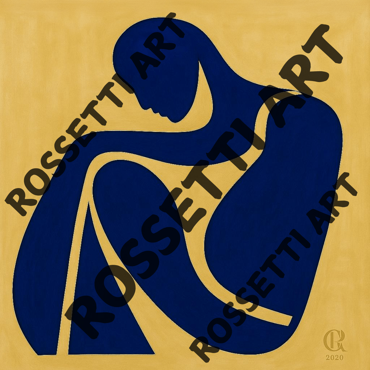 Canvas Print: Blue Human - Abstract Modern Wall Decor modern abstract canvas wall art by Rossetti Art – luxury interior design artwork for living room, bedroom, office – abstract expressionist painting Blue Human - Abstract Modern Wall Decor canvas print