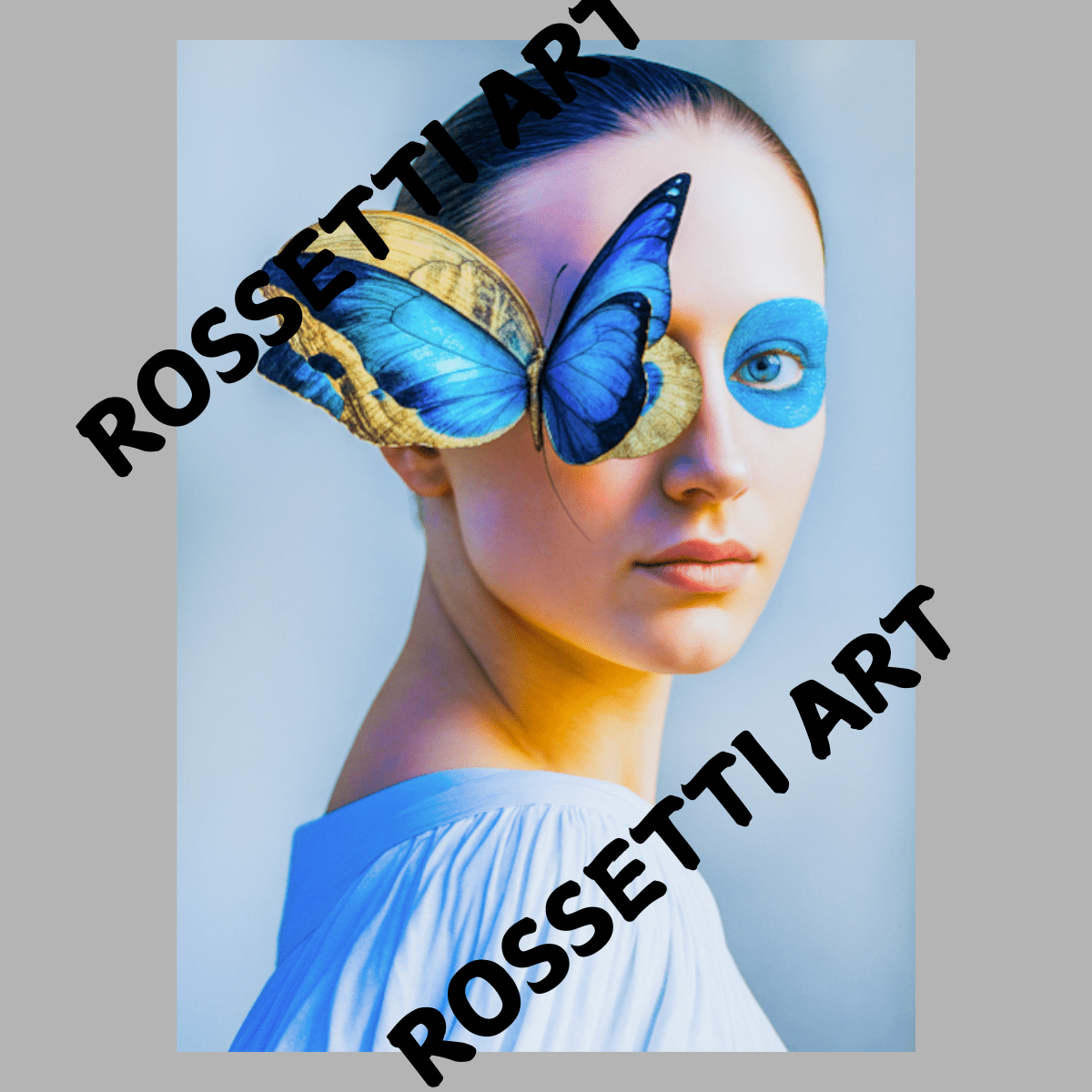 Canvas Print : Blue Metamorph – Surreal Butterfly Canvas Print - Chiara Rossetti