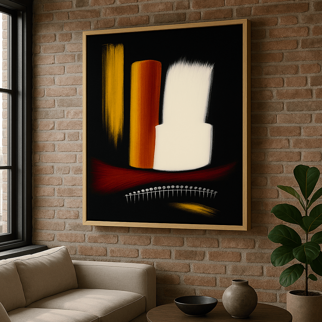 Canvas Print : Bold Abstract Canvas Art – Modern Minimalist Painting in Black, White, Gold & Burgundy - Chiara Rossetti