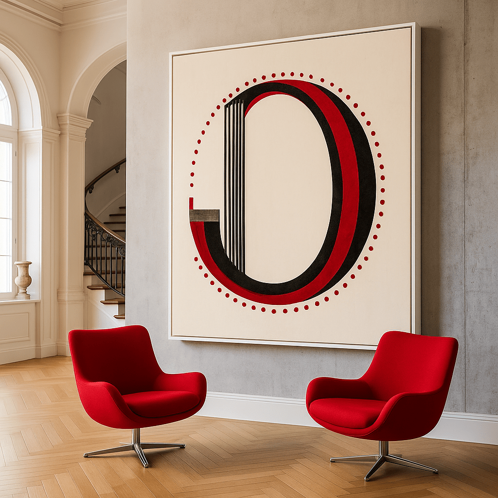 Canvas Print: Bold Geometric Letter O - Modern Wall Art modern abstract canvas wall art by Rossetti Art – luxury interior design artwork for living room, bedroom, office – Contemporary Art for Sale contemporary art piece Contemporary art print
