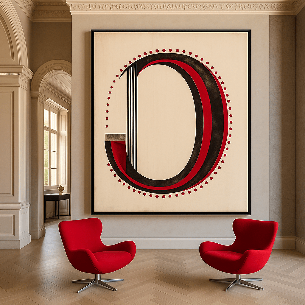 Canvas Print: Bold Geometric Letter O - Modern Wall Art modern abstract canvas wall art by Rossetti Art – luxury interior design artwork for living room, bedroom, office – Contemporary Art for Sale contemporary art piece Contemporary art print
