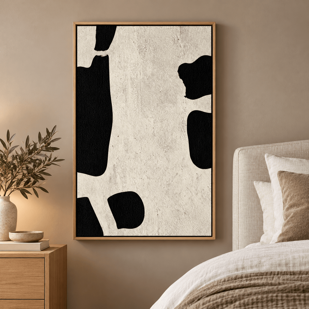 Brutalist Wall Art – Concrete Silence on a bedroom wall by Rossetti Art