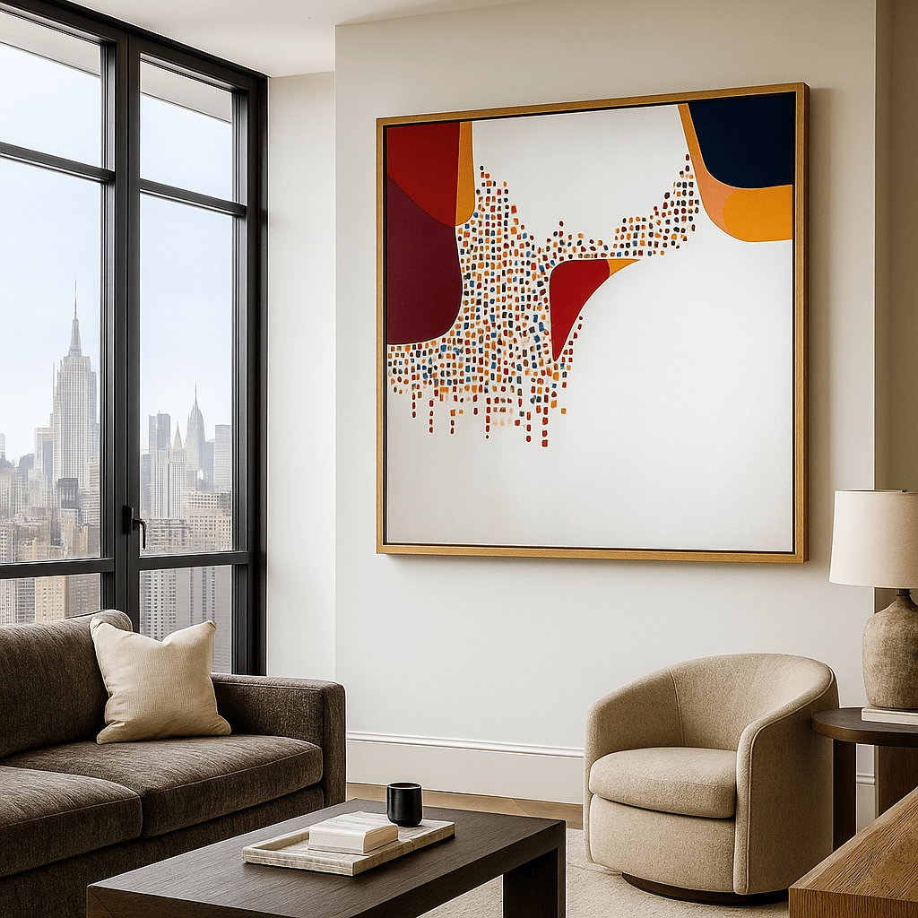 Canvas Print: Celestial Drift – Modern Abstract Dot Canvas Print | Minimalist Wall Art by Rossetti Art modern abstract canvas wall art by Rossetti Art – luxury interior design artwork for living room, bedroom, office – abstractnew canvas print art Chiara Rossetti