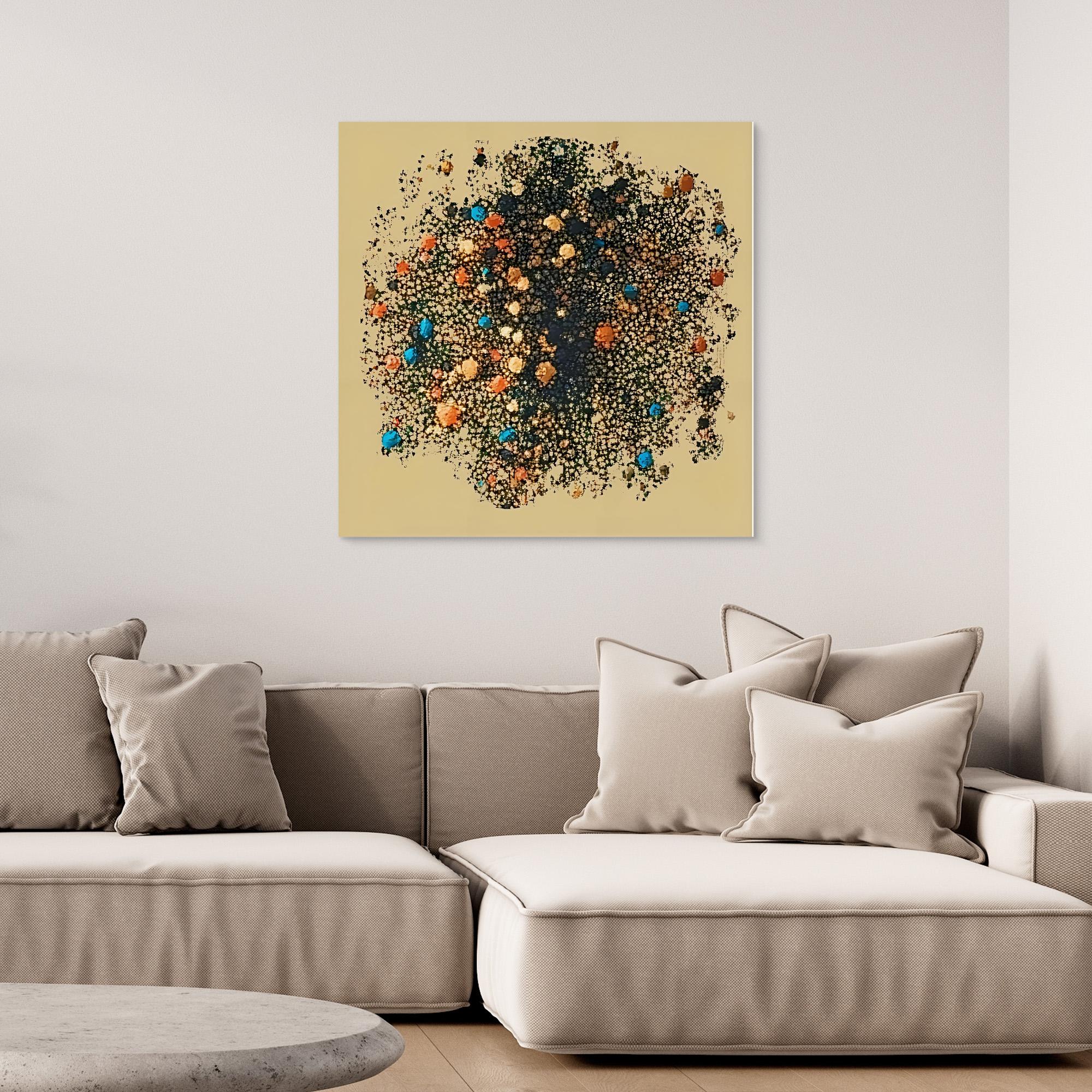 Canvas Print: "Celestial Dust" - Abstract Cosmic Art modern abstract canvas wall art by Rossetti Art – luxury interior design artwork for living room, bedroom, office – Black and Gold Artistic Print Cosmic Abstract Canvas Earthy Tone Wall Art