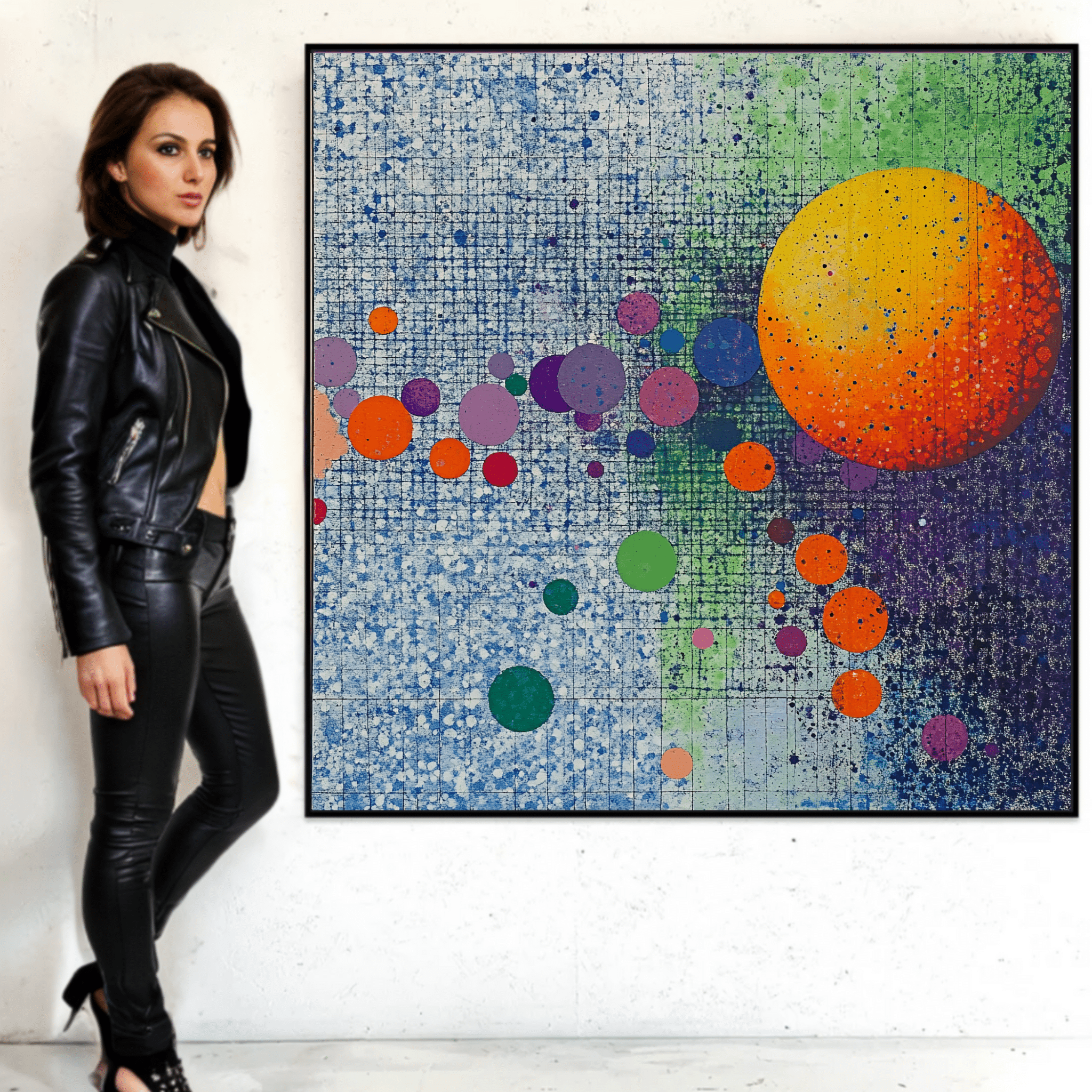 Canvas Print : Celestial Energy - Vibrant Solar Abstract Wall Art modern abstract canvas wall art by Rossetti Art – luxury interior design artwork for living room, bedroom, office – Cosmic Abstract Design Modern Cosmic Art unique wall decor for bedroom