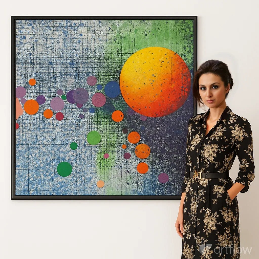 Canvas Print : Celestial Energy - Vibrant Solar Abstract Wall Art modern abstract canvas wall art by Rossetti Art – luxury interior design artwork for living room, bedroom, office – Cosmic Abstract Design Modern Cosmic Art unique wall decor for bedroom