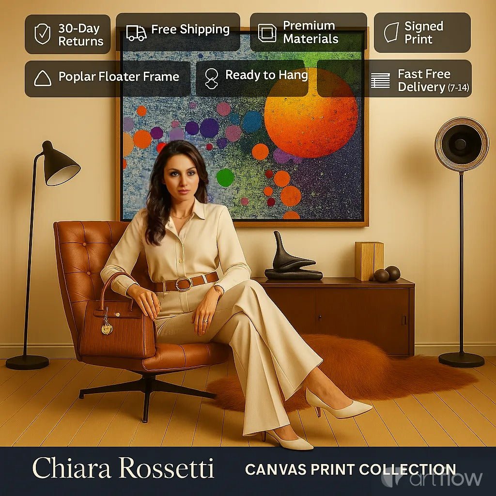 Canvas Print : Celestial Energy - Vibrant Solar Abstract Wall Art modern abstract canvas wall art by Rossetti Art – luxury interior design artwork for living room, bedroom, office – Cosmic Abstract Design Modern Cosmic Art unique wall decor for bedroom