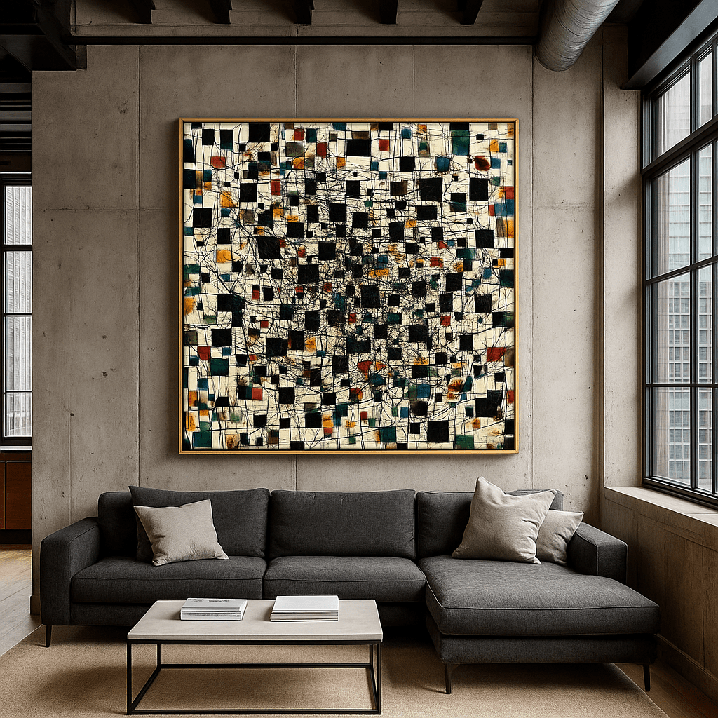 Canvas Print: Celestial Mosaic - Abstract Geometric Canvas Print | Modern Wall Art by Chiara Rossetti modern abstract canvas wall art by Rossetti Art – luxury interior design artwork for living room, bedroom, office – abstractnew canvas print art Chiara Rossetti