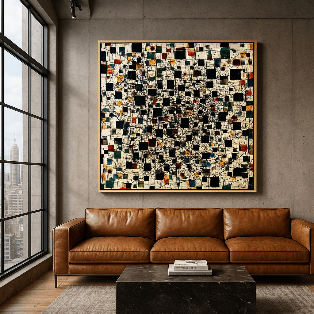 Canvas Print: Celestial Mosaic - Abstract Geometric Canvas Print | Modern Wall Art by Chiara Rossetti modern abstract canvas wall art by Rossetti Art – luxury interior design artwork for living room, bedroom, office – abstractnew canvas print art Chiara Rossetti
